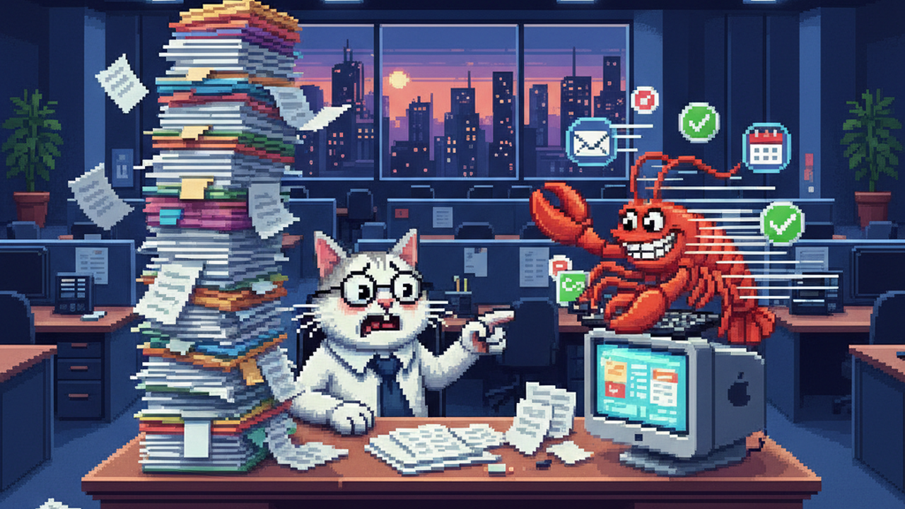 Delega al Claw: il gatto sovraccarico di lavoro affida tutto al lobster AI